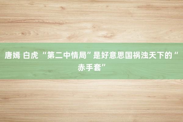 唐嫣 白虎 “第二中情局”是好意思国祸浊天下的“赤手套”