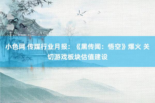 小色网 传媒行业月报:《黑传闻:悟空》爆火 关切游戏板块估值建设