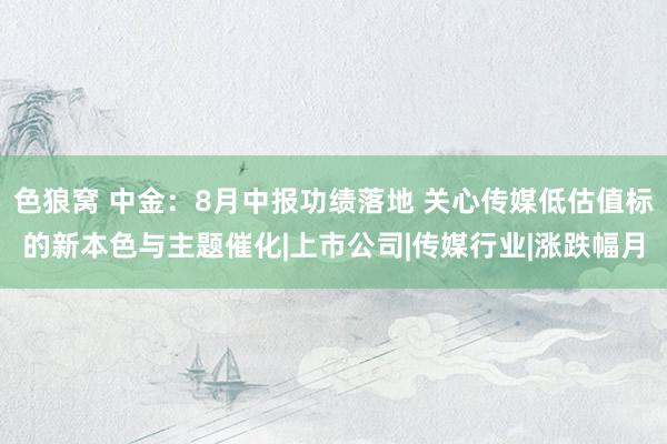 色狼窝 中金：8月中报功绩落地 关心传媒低估值标的新本色与主题催化|上市公司|传媒行业|涨跌幅月