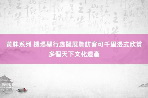 黄胖系列 機場舉行虛擬展覽 訪客可千里浸式欣賞多個天下文化遺產