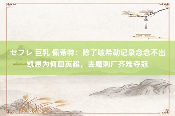 セフレ 巨乳 佩蒂特：除了破希勒记录念念不出凯恩为何回英超，去魔刺厂齐难夺冠